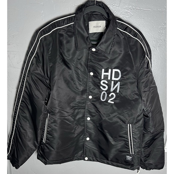 Men's Hudson Black Puffer Coat With Green Lining Size L Street Wear Warm